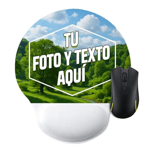 Kembilove Alfombrilla de Ratón Personalizada con Reposamuñecas | Redonda con Foto o Texto | Ergonómica y Antideslizante | Regalo Original para Oficina, Ordenador, Trabajo o Gaming