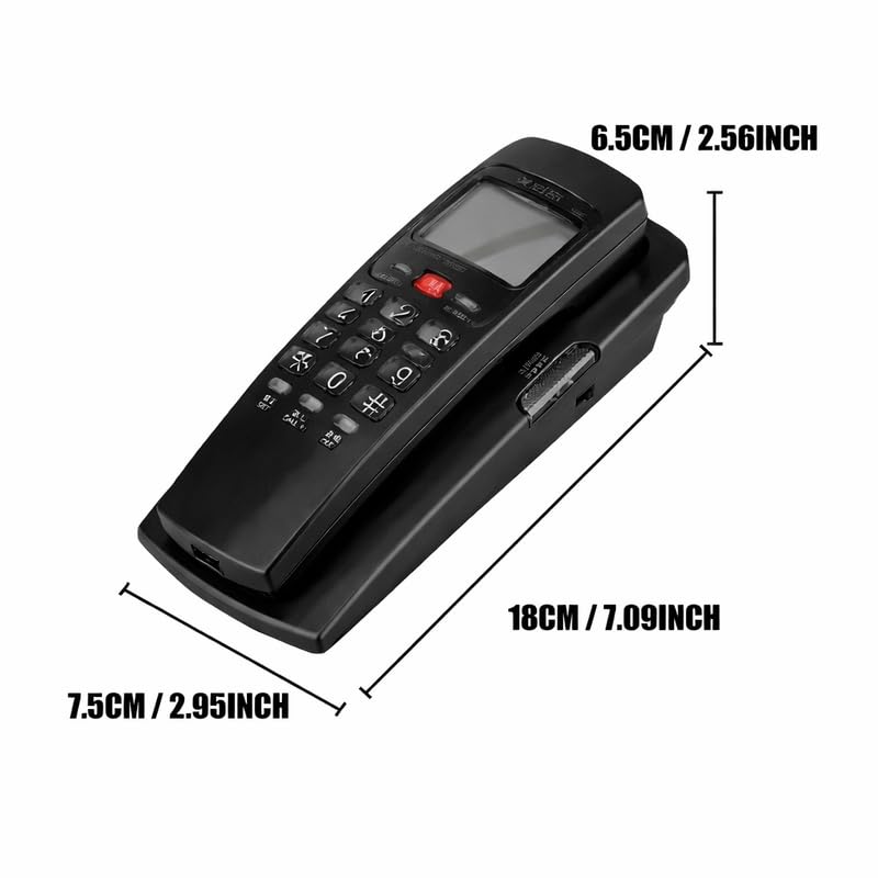 Image of Slim Landline Caller ID Phone for Home - Wall Mountable Wired Telephone with Built-in LCD Screen - Professional Desktop Corded Phone with Memory Function (1 Pcs) (Black)