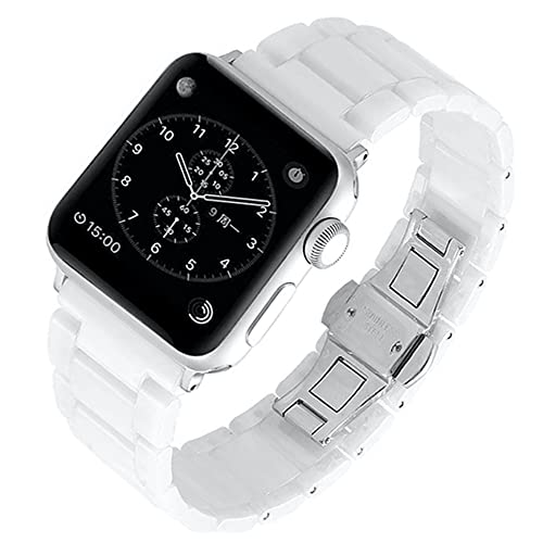 MaKTech Bracelet iWatch en Céramique,Sangle de Lien de Tessellation Concave-Convexe,Compatible avec les Séries Apple Watch Série 11/10/9/8/7,Ultra 3/2/1,SE 3/2/1...