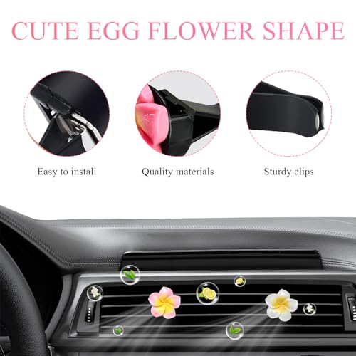 Image of Wevdn 2PCS Flower Car Air Vent Clips, Colorful Tropical Flower Air Freshener Vent Clips with Aromatic Pad, Air Conditioning Outlet Clip Plumeria Flower Decoration (White+Pink)