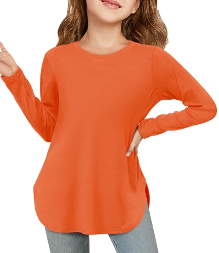 Image of Haloumoning Girls Long Sleeve T Shirts Kids Crewneck Tops 5-14 Years