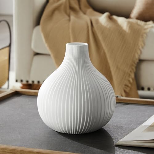 RONDURE 8.7" Modern Ceramic Table Lamp, Modern Bedside Lamps for Bedroom, Living Room and Nightstand, White Translucent Ceramic Shade, Warm Ambient Lighting, Home Decor - Image 4