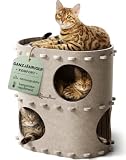 DownyPaws Katzenhöhle aus Filz, 2-stöckige Katzenbett, 50 x 33 x 50 cm Schloss Katzenhaus zum Spielen, Warmes Design, Schutz der Katzennägel, Beige