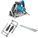 Makita Tauchsäge im Makpac, SP6000J & 194385-5 Schraubzwinge 1 Paar (2 Stück), Silber, 5 x 160 mm & 194368-5 Führungsschiene 1400mm