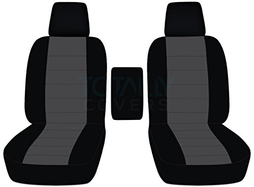 Totally Covers Compatible with 2004-2008 Ford F-150 Two-Tone Truck Bucket Seat Covers with Center Armrest, w/wo Integrated Seat Belts: Black & Charcoal (21 Colors) F-Series F150 Front