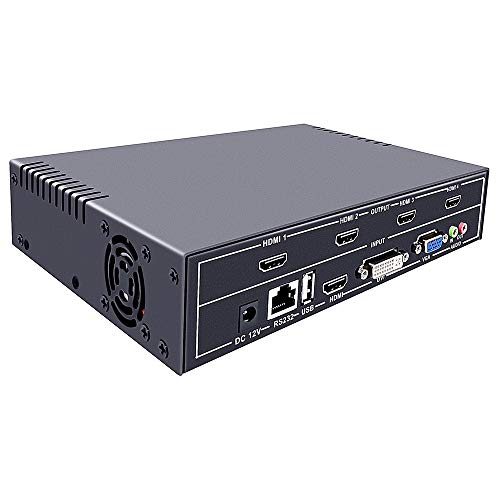 Image of ISEEVY 4 Channel Video Wall Controller 2x2 HDMI DVI VGA USB Video Processor with RS232 Control for 4 TV Splicing