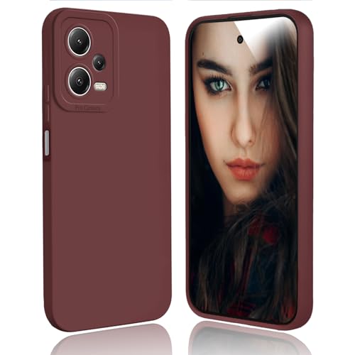 DESSEN Funda para Xiaomi Redmi Note 12 5G / Poco X5 5G Capa - Silicona Carcasa Antigolpes Protector Camara Móvil Case Cover Suave Delgada Bumper Anti-Huellas, Rojo Vino