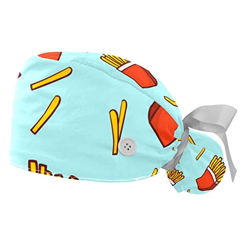 Casquettes de travail ajustables JDEZ : chapeaux bouffants frites