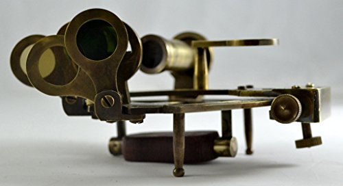 Image of Brass Nautical Antique Sextant Replica Celestial Navigation Marine Navigation for Sale Navigation Brass Sextant - with Leather Case