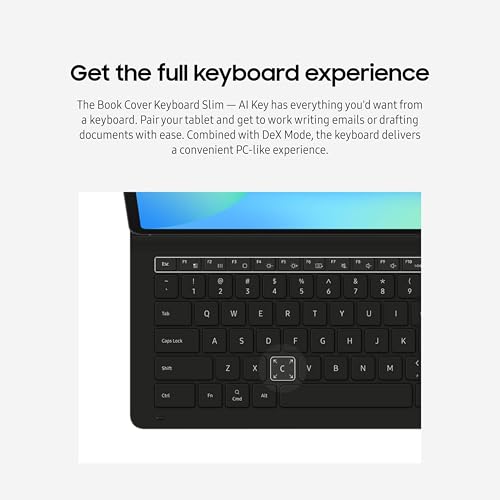 Image of Samsung Galaxy Tab S10 FE+ Book Cover Keyboard Slim - AI Key for Galaxy Tab S10 FE+, Detachable Platform, PC-Like Experience, Wireless Keyboard Sharing, Black