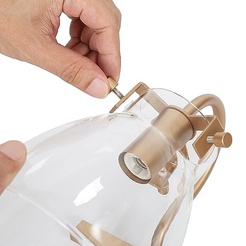 Image of KSANA Gold Bathroom Light Fixtures, 3-Light Modern Vanity Lights for Powder Room, Brass Bathroom Vanity Lights Over Mirror with Clear Glass Shade