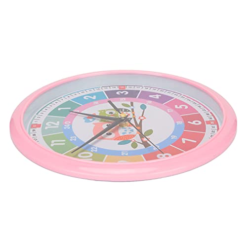Stylebest Wall Clock Plastic Cartoon Colorful Quartz Time Learning Hanging Clock for Kid's Bedroom Classroom (Pink)