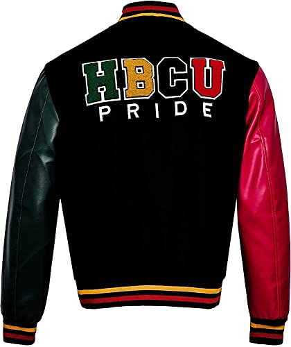Image of HBCU Pride Letterman Varsity Jacket - Donovan Mitchell Multicolor HBCU Wool Jacket with HBCU Patches