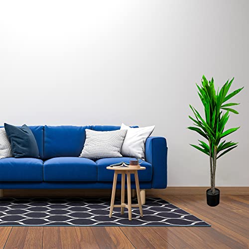 Image of Kayra Decor 4.5 Feet Silk Corn Plant - Tall Artificial Plant for Home Decor with Pot (Black)