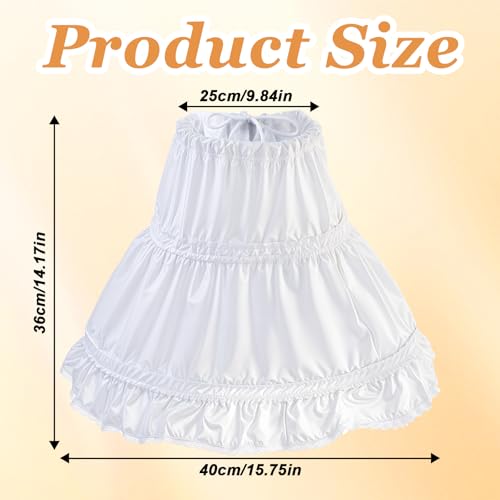 Girls Petticoat Underskirt with 2 Bones Hoops White Petticoat for Girls Full Slip Puffy Bustle Tutu Crinoline Skirk（Small, 2-3 Years）2