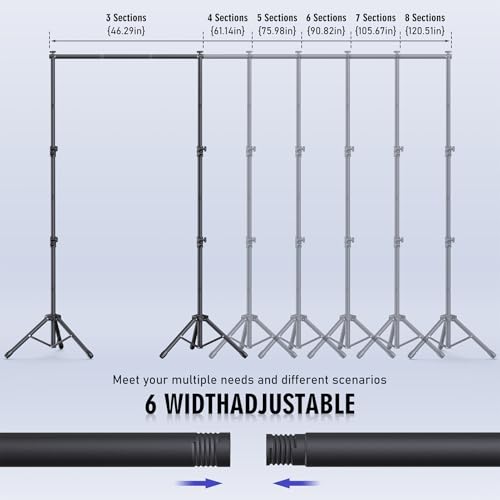 Eocnrhe Backdrop Stand Kit - 6 Widths, 10x7.5ft Adjustable Background Stand for Parties & Studio Photography - Image 4