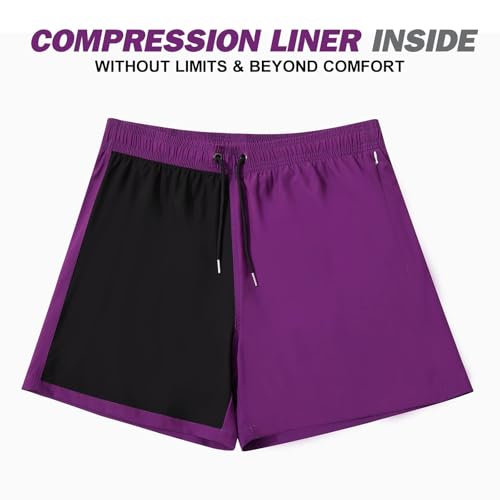 Image of BRISIRA Mens Swim Trunks Swim Shorts Quick Dry 5 inch Inseam Beach Shorts with Compression Liner and Zipper Pocket