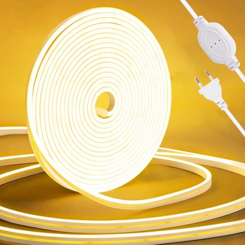 COB Led-strip, 220 V, 3 m, dimbaar, warmwit, 3000 K, IP65, waterdicht, flexibel, ledstrip met voeding, voor doe-het-zelf, slaapkamer, keuken, buiten, huis