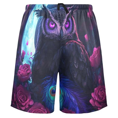 Paris Eiffel Towel Starry Night Men's Pajama Shorts Workout Sport Big and Tall Pj Sleeping Shorts Funny S