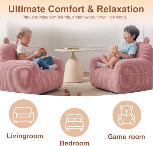 Image of Kids Bean Bag Chair Sofa with Filler Stuffed Filling Memory Foam Lazy Comfy Chairs Boys Girls Gaming Reading Relaxing Cute Living Room Bedroom Cozy Pocket Floor Relaxing Sofa