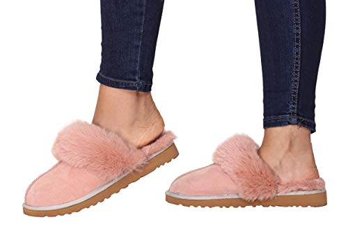Women's Sheepskin Slippers Indoor Outdoor House Leather Shearling Fur Slippers2