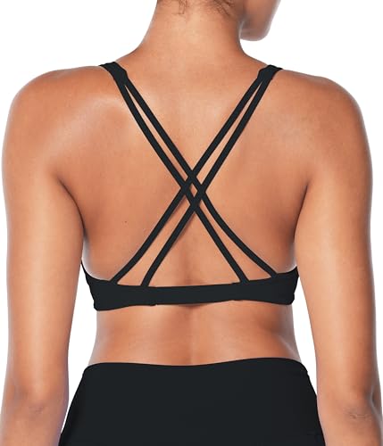 Sunzel Women's V-Neck Twist Sports Bra Low Impact with Removable Pads Cross Backless Straps Going Out Casual Padded Bralette2