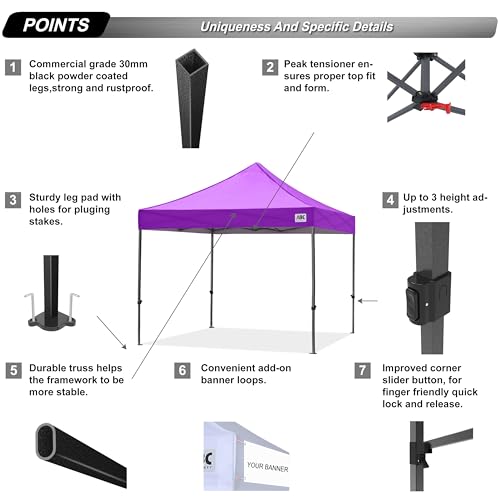Image of ABCCANOPY Patio Pop Up Canopy Tent 8x8 Commercial-Series (Purple)