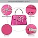 Venoline Sparkling Evening Clutch Purse for Women,Rhinestone Bow Top Handle Party Handbag,Wedding Prom Formal bag Satin-Hot Pink