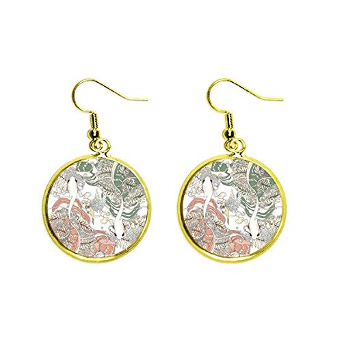 Pendientes dorados ukiyo-e Japan con acabado pulido de alta joyería