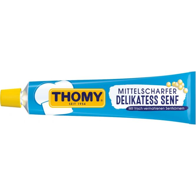 Mittelscharfer Delikatess Senf Medium Hot German Mustard - 6 x 100 ml - Thomy - Germany