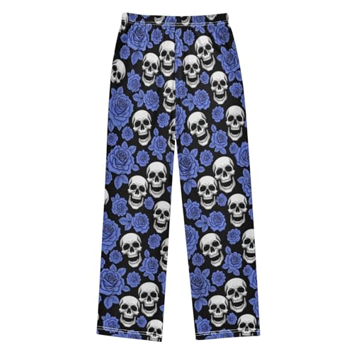 J JOYSAY Skull Purple Flowers Pajamas Pants Soft Long Pajama Bottoms Lounge Sleep Pants Size S-XL2