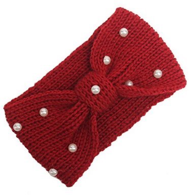 Arpoador 1 * Otoño Invierno Lady Knitted Hair Bow Accesorios para el Pelo Rojo Rojo