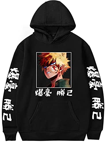 YIMIAO Hombre Sudadera con Capucha My Hero Academia Japonesa Anime Todoroki Shoto Sweatshirt Ropa Deportiva Pullover(S)