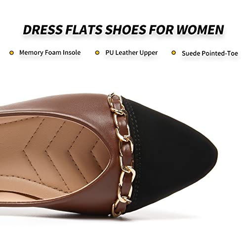 Image of BABUDOG Women's Black Flats Shoes,White Dress Shoes for Women,Crimping Faux Suede Ballet Flats Comfortable