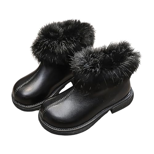 IWIHMIV Toddler Girls Ankle Boots Kids Short Boots Winter Non Slip Warm Riding Booties with Zipper