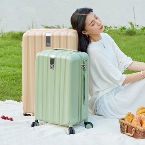 Image of Hanke 29 Inch Luggage Suitcases With Spinner Wheels Lightweight PC hardside Rolling Suitcase With Travel Lock, Checked-Large 29-Inch(Bamboo Green)