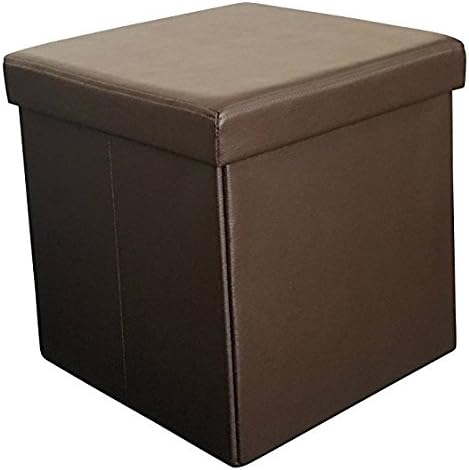 Sodynee Faux Leather Folding Shoe Storage Ottoman Cubes Bench, Foot Rest Stool Seat Table Pouf Footstools and Ottomans 15" L, Brown