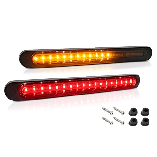 Image of 9.88 Inch Trailer Brake Tail Lights, 2 Pcs LED Sequential Turn Signal Running Lights Bar Amber Red White Rear Side Marker Lamp Strip for 12V-24V Trailer Truck Offroad Pickup RV ATV UTV Van