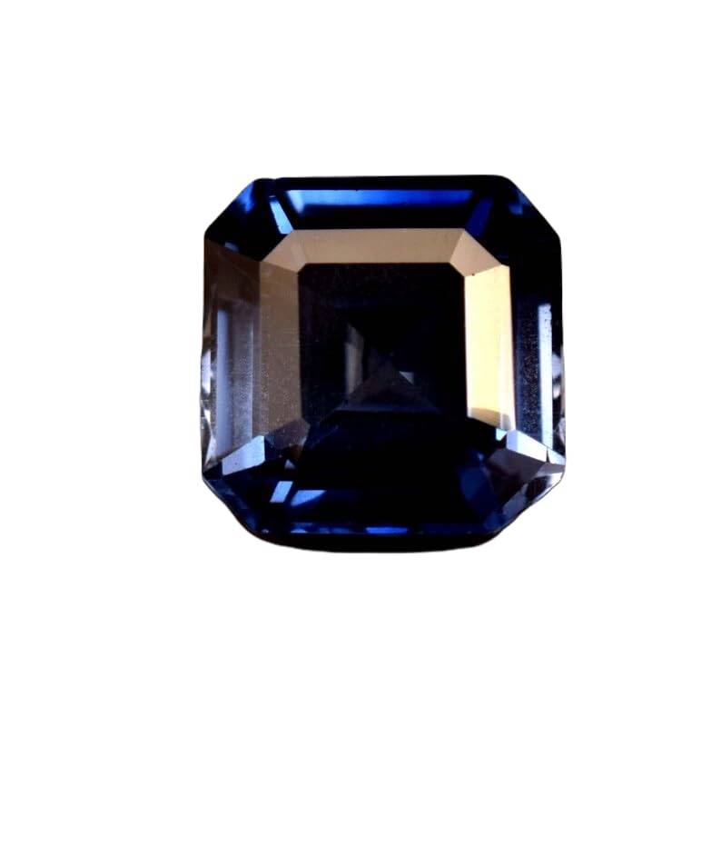 Saphir bleu naturel 12x12x8mm en forme d'émeraude à facettes pour bricolage