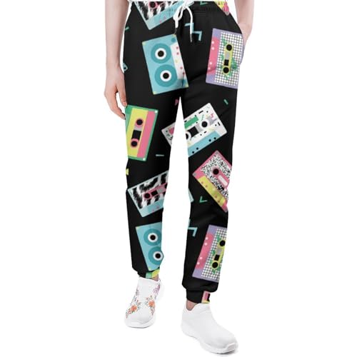 Retro 80s Style Audio Cassette Sweatpants for Men Yoga Athletic Lounge Jersey Trousers with Pockets Sport Pant 5XL Retro 80s Style Audio Cassette Sweatpants for Men Yoga Athletic Lounge Jersey Trousers with Pockets Sport Pant 5XL