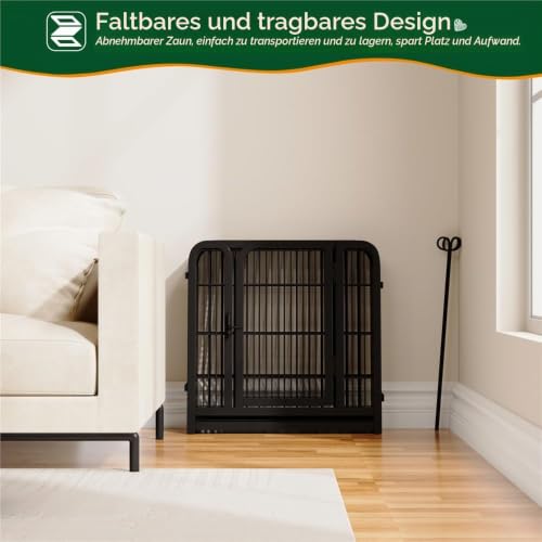 Yaheetech Welpenlaufstall 60cm hoch, 6-teiliger Faltbarer Welpenauslauf, Automatische Verriegelung, DIY Hundepark für drinnen und draußen, werkzeugfreie Montage