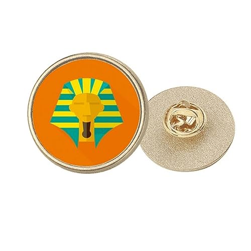 Broche ronde en métal doré motif pharaon de l'Égypte ancienne - Taille M