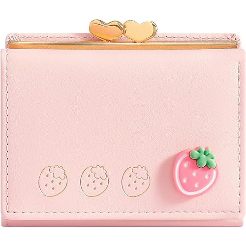 Listado de Carteras y monederos para Mujer Top 10. 42 Carteras de Mujer, Kawaii Monedero Pequeño con Bolsillo para Moneda - Billetera Dama Fresa Rosa Tarjetero Bloqueo RFID Tarjetas de Crédito con Bonito Dibujo de Frutas (Rosa)