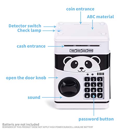 Refasy Piggy Banks for Kids 2-4 Year Old,Mini ATM Electronic Coin Bank for Children Great Xmas Birthday Gifts for Girl Money Bank Mini ATM Piggy Bank for Kid Age 5-13 Money Savings Box Toys White