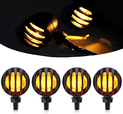 BESONDER 4Pcs Motorcycle Aluminum Bullet LED Turn Signal Lights Retro Signals Amber Lamps 2-wire Indicator Blinkers for Harley Honda Yamaha Suzuki 12V Universal Motorcycles