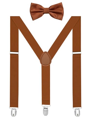 Image of habibee Suspenders and Bow Tie Set for Men, Adjustable Elastic Braces with Y-Back, Diverse Colors, Strong Clips