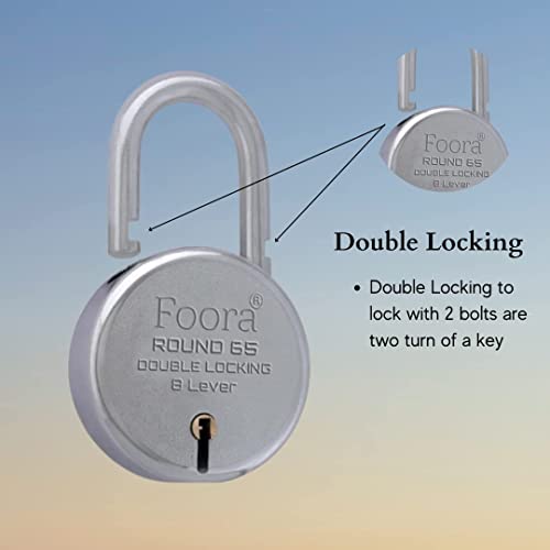 Image of Foora Same Key Lock Set | 2 Heavy Duty Padlocks with 10 Keys | Double Locking 8 Lever Mechanism | Strong Metal Body | Multiple Lock and Key for Home, Door Lock, Gate Lock, and Shutter Security