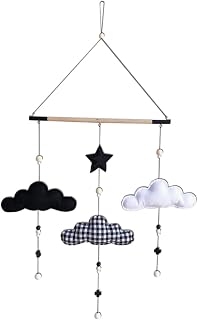 HONMEET Pingente De Nuvem Xadrez Decoração Pendurada Lua Decorações De Coração Decoração Em Macramê Decoração Do Quarto Do Berçário Pingos De Chuva Decoração Em Nuvem Para Pendurar