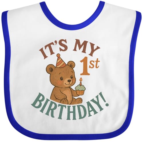inktastic Cute Teddy Bear 1st Birthday Celebration Baby Bib