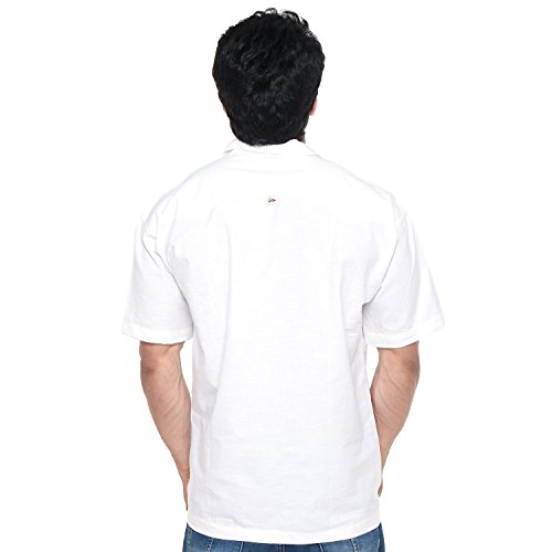 Image of Mens Cotton Linen Half Sleeve Plus Size Short Kurta